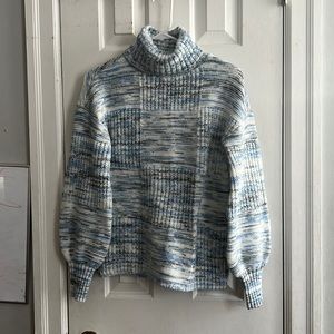 Multi color pullover turtleneck sweater